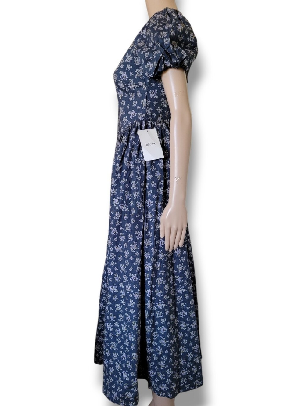 NWT Bohme Baylor Floral Maxi Dress in Blue S Peasant Cottagecore - Picture 7 of 10